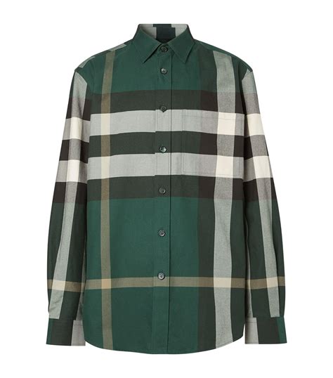 burberry shirt green checked mens flannel|authentic burberry shirt.